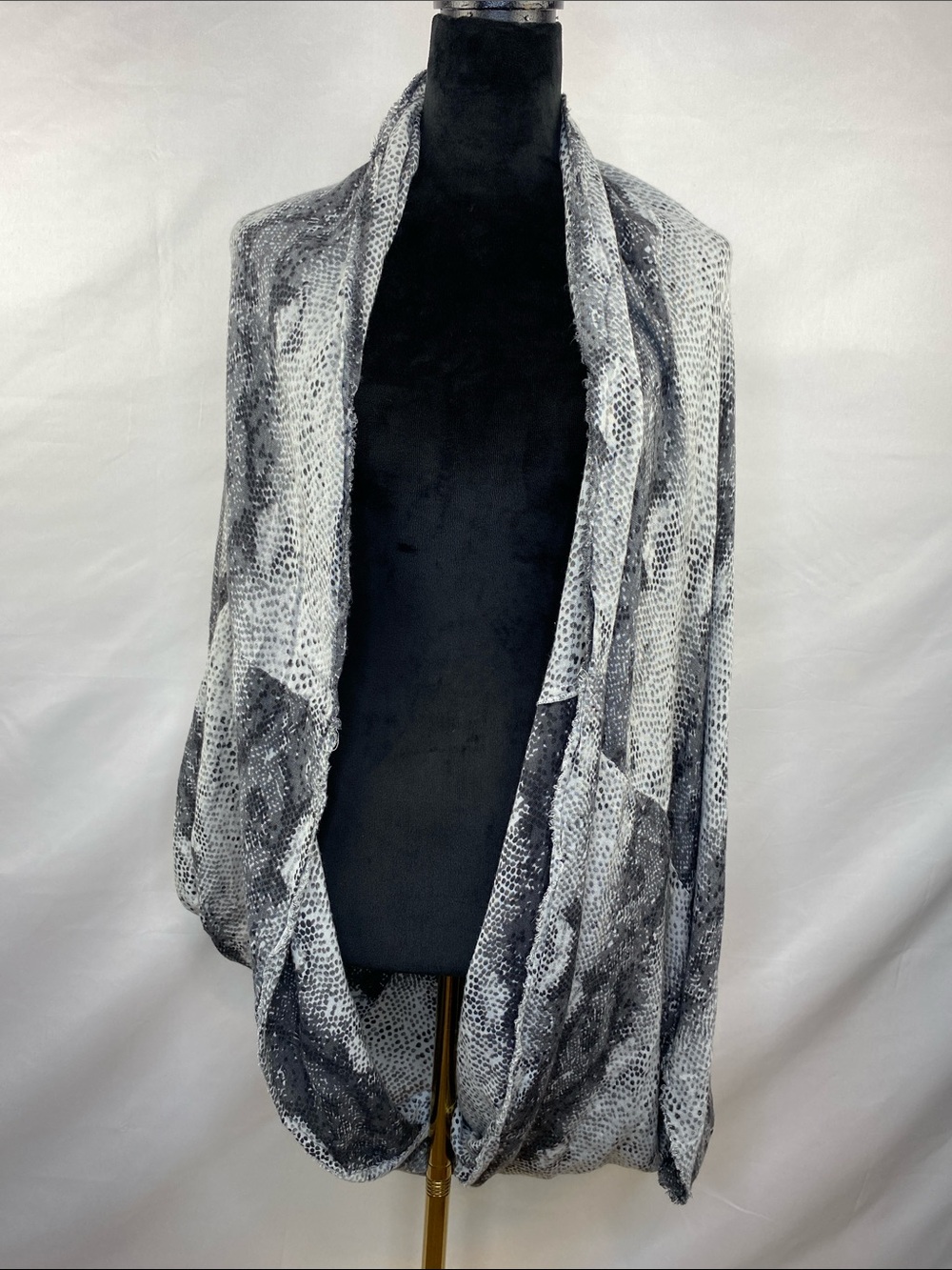 Free People Snake Print Cocoon Shawl Cardigan One Size Raw Hem